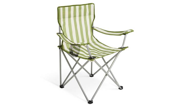 Pro Action Folding Camping Chair - Green Stripe