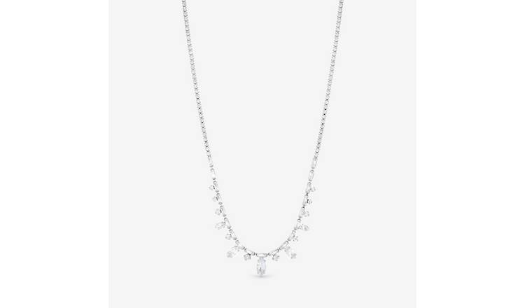 Jon Richard Silver Navette Stone Pendant Necklace