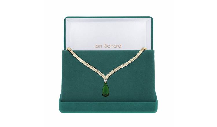 Jon Richard Emerald Green Pear Drop Collar Pendant Necklace