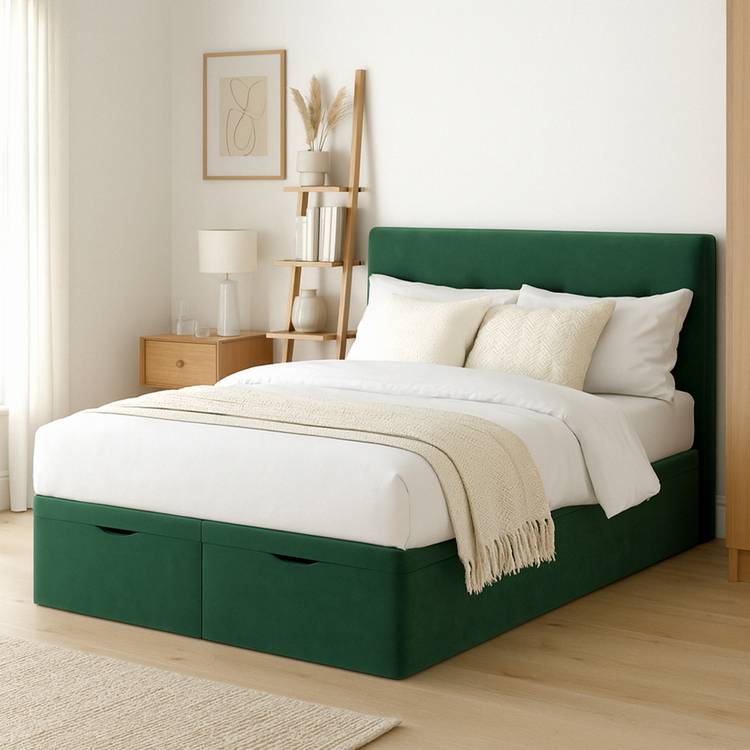 Millbrook Beds Double Fabric End Lift Ottoman Bed - Green 0