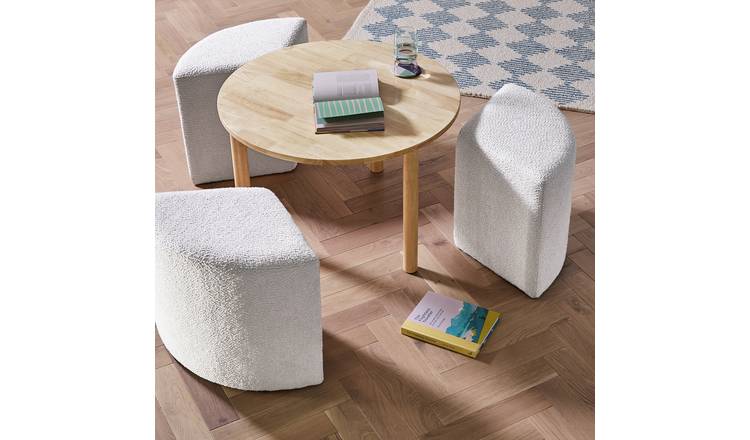 Habitat Harriet Coffee Table and Pouffes - Natural