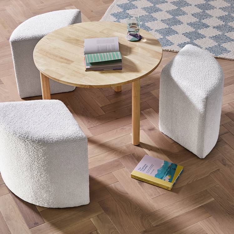 Habitat Harriet Coffee Table and Pouffes - Natural 0