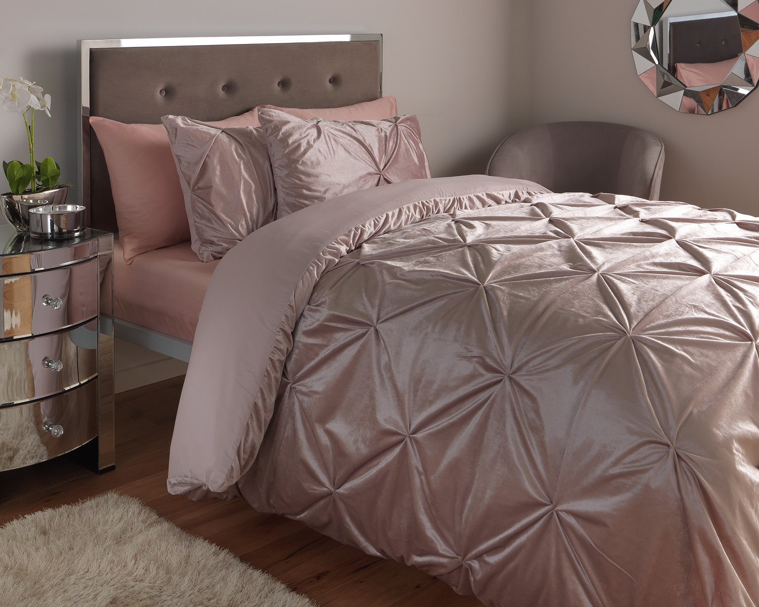 Argos Home Blush Velvet Pintuck Bedding Set Review