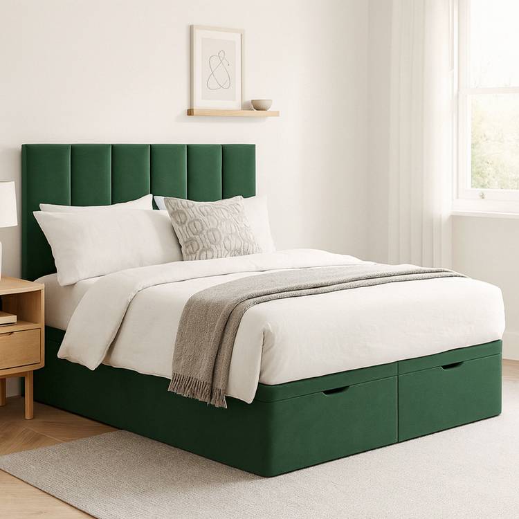Millbrook Beds Double Fabric End Lift Ottoman Bed - Green 0