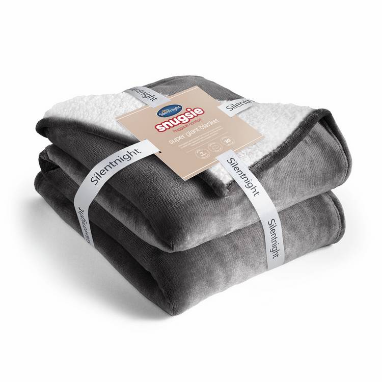 Silentnight Snugsie Teddy Fleece Giant Blanket - Charcoal 0