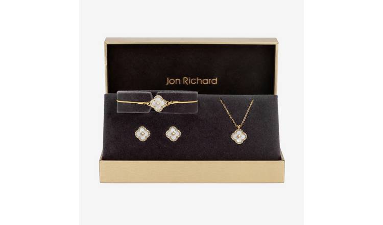 Jon Richard Gold Plated Crystal Clover Trio Set