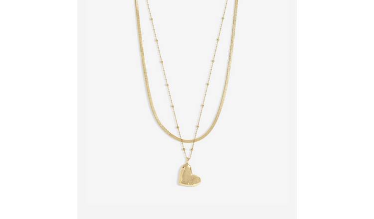 Jon Richard Yellow Gold Double Heart Pendant Necklace