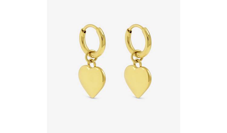 Jon Richard Gold Plated Heart Charm Hoop Earrings