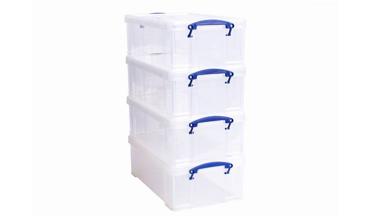 Really Useful 4 x 12L Plastic Storage Boxes - Clear