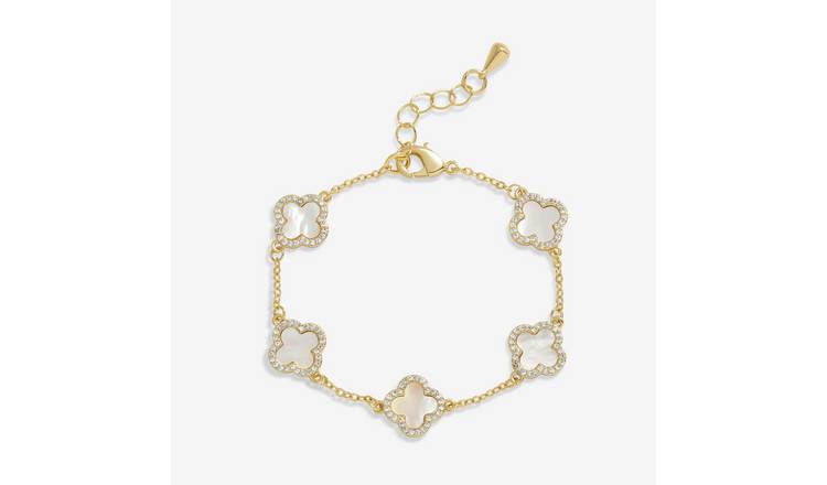 Jon Richard Gold Mother of Pearl Clover Bracelet