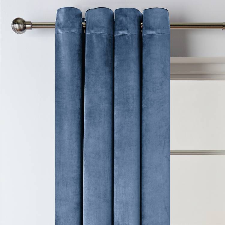 Habitat Plain Matt Velvet Dimout Eyelet Curtains - Navy 0