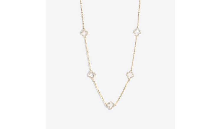 Jon Richard Gold Mother of Pearl Clover Pendant Necklace