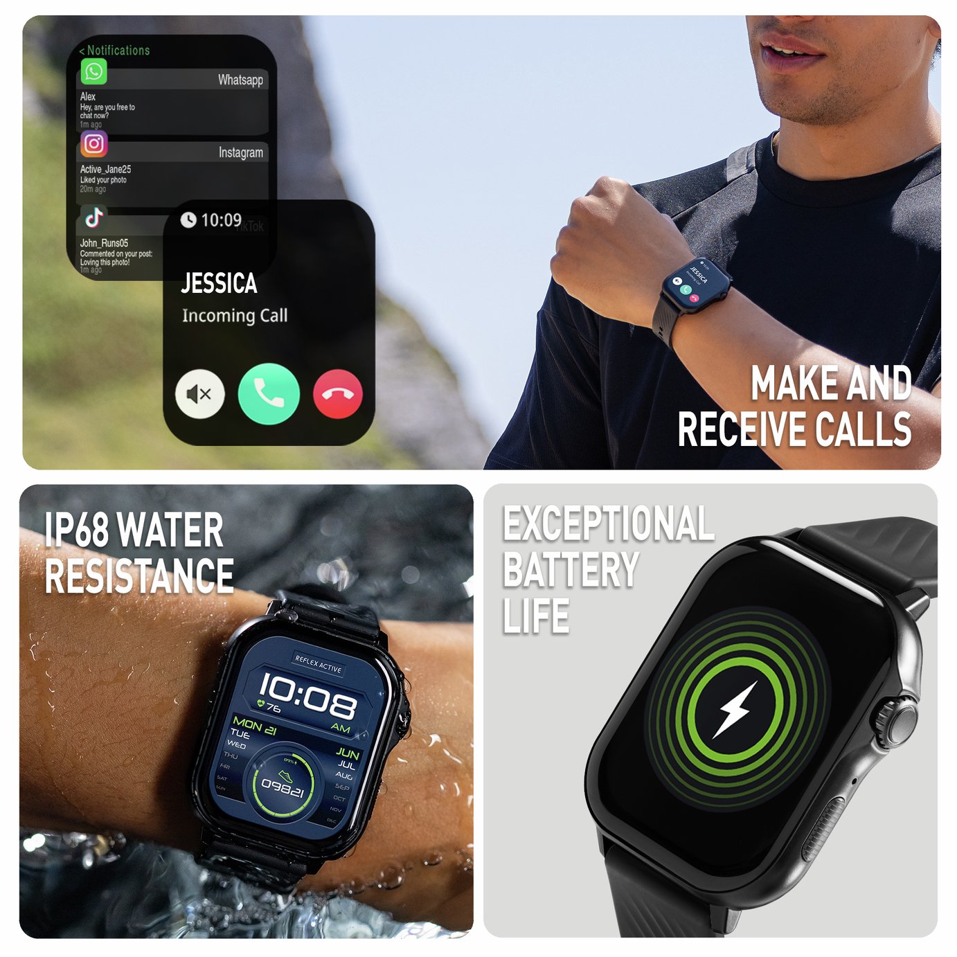 Buy Reflex Active Venture Black Amoled GPS Calling Smart Watch | Fitness  and activity trackers | Argos