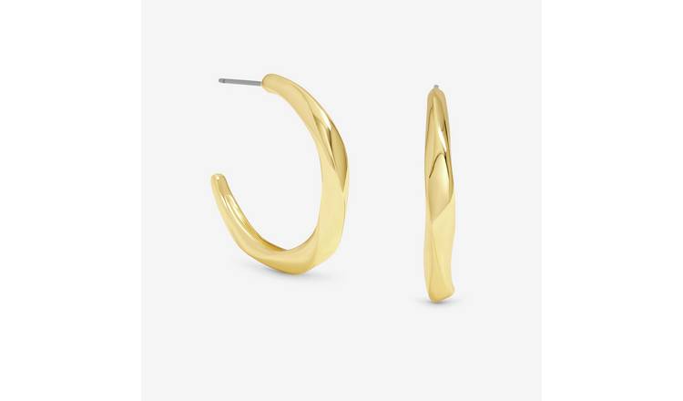 Jon Richard Gold Plated Polished Twist Hoop Earrings