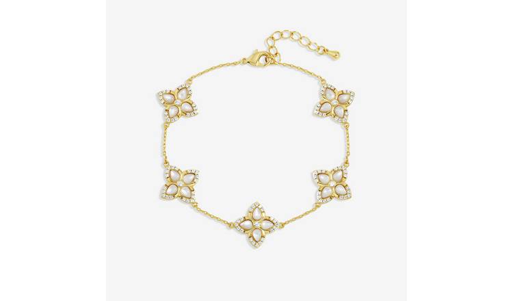 Jon Richard Mother of Pearl Clover Bracelet
