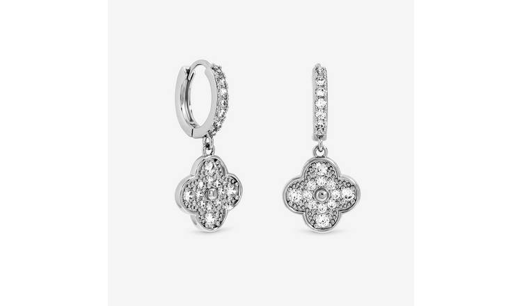 Jon Richard Plated and Pave Clover Earrings