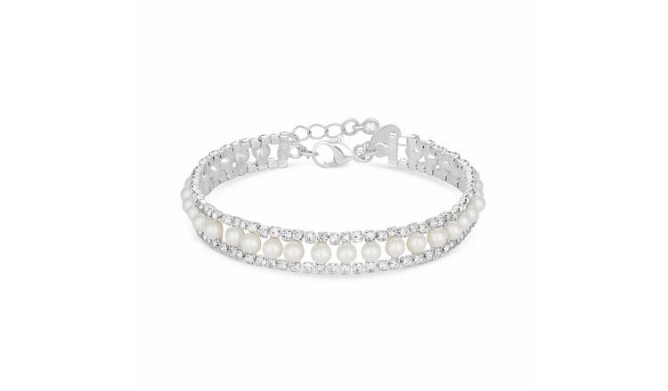Jon Richard Pearl and Crystal Bracelet