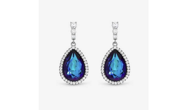 Jon Richard Rhodium Plated Pear Drop Earrings