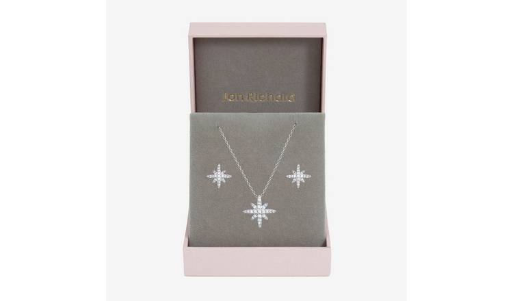 Jon Richard Rhodium Plated and Pave Star Set