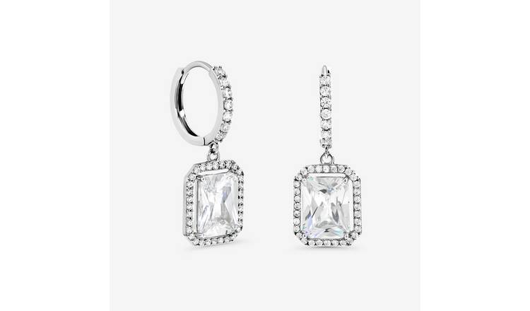 Jon Richard Silver Cubic Zirconia Charm Huggies Earrings