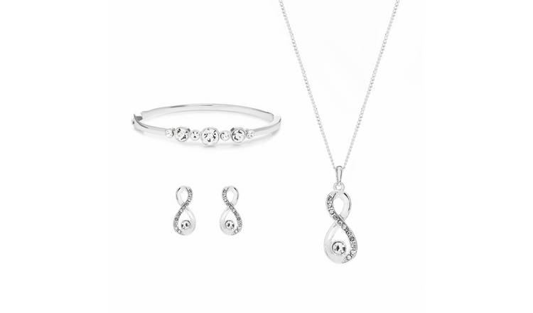 Jon Richard Silver Crystal Infinity Jewellery Set