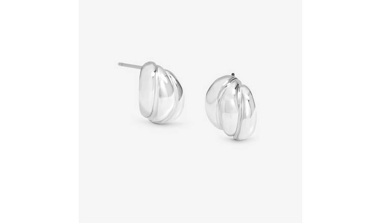 Jon Richard Silver Plated Mini Ribbed Stud Earrings