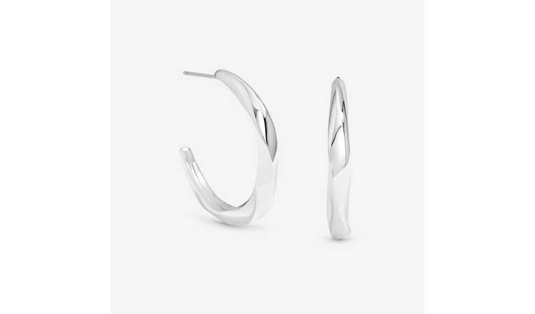 Jon Richard Silver Polished Twist Hoop Earrings