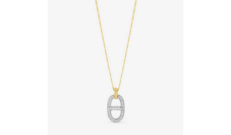 Jon Richard Yellow Two Tone Pave Link Pendant Necklace