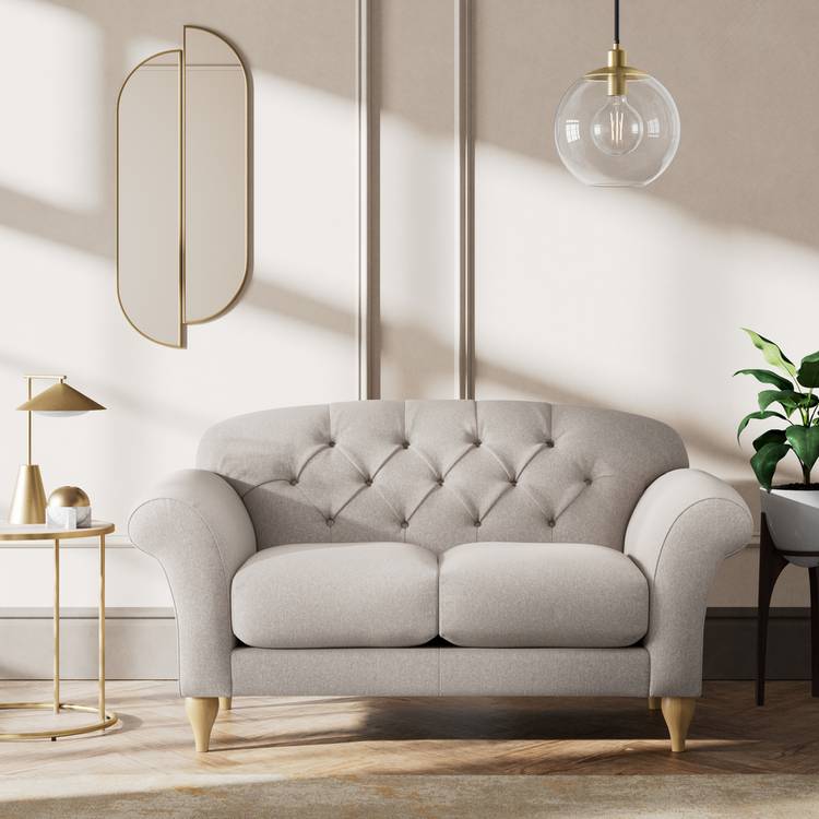 Habitat Brooker Fabric  2 Seater Sofa - Stone - Ash Leg 0