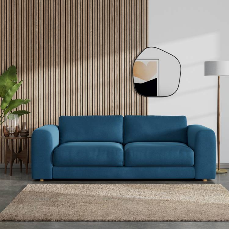 Habitat Ayr Velvet  4 Seater Sofa - Ink Blue 0