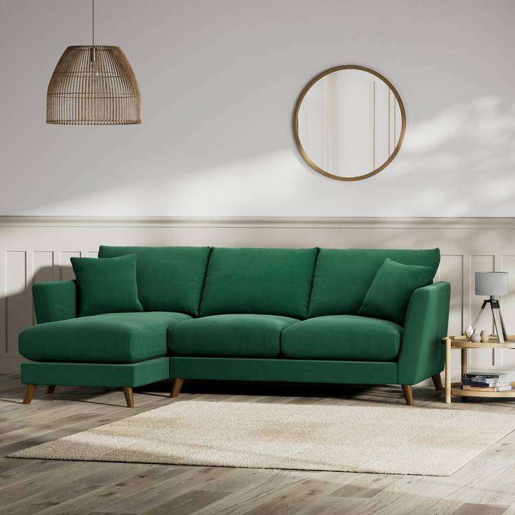 Habitat Lomond Left Hand Corner Sofa - Green - Dark Leg 0