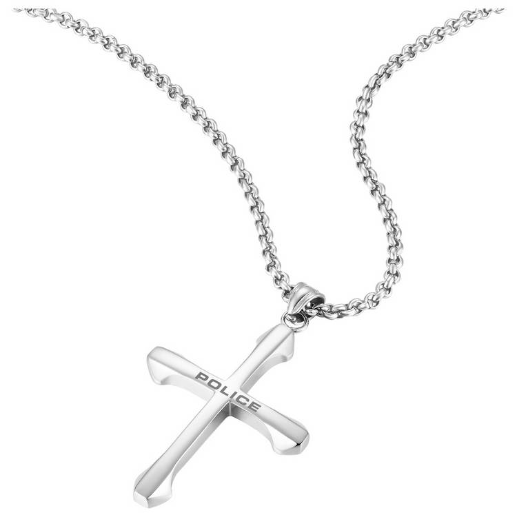 Police Polished Stainless Steel Cross Pendant Necklace 0