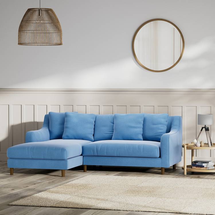 Habitat Swift Left Hand Corner Sofa - Sky Blue - Dark Leg 0