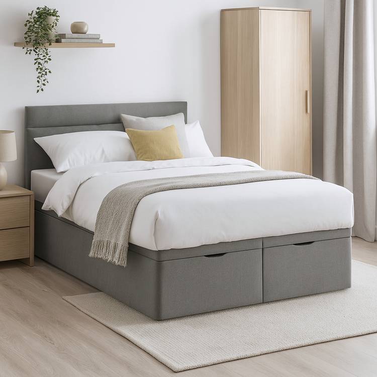 Millbrook Miller Kingsize Fabric End Lift Ottoman Bed- Grey 0