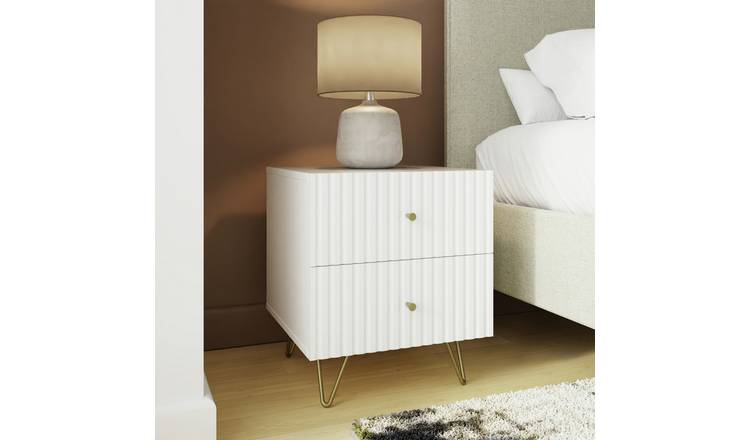 GFW Morgan 2 Drawer Bedside Table - White