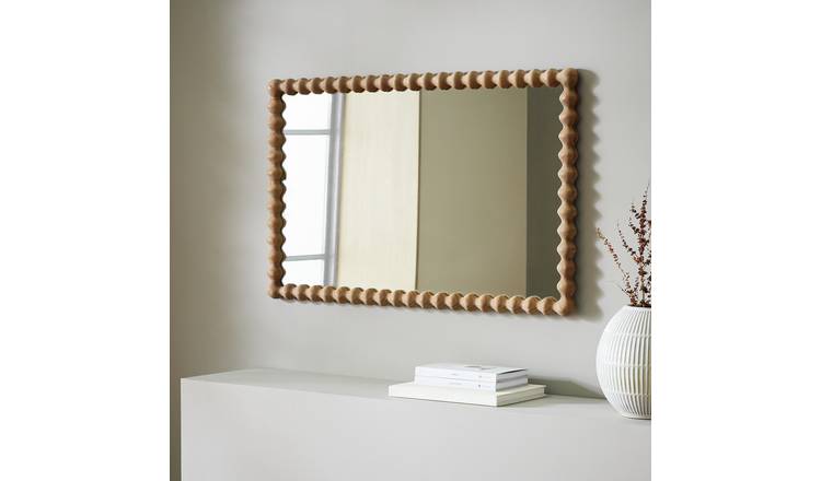 Habitat Bobbin Stained Wooden Wall Mirror - 90x56cm