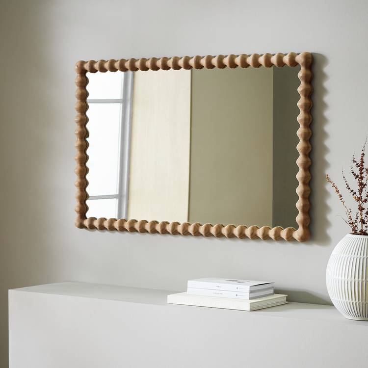Habitat Bobbin Stained Wooden Wall Mirror - 90x56cm 0