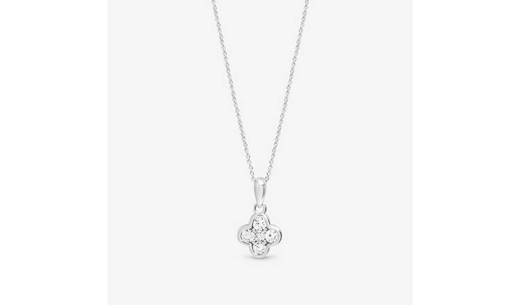 Simply Silver Cubic Zirconia Clover Pendant