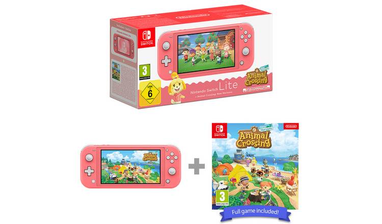 Nintendo Switch Lite Coral + Animal Crossing NH Bundle