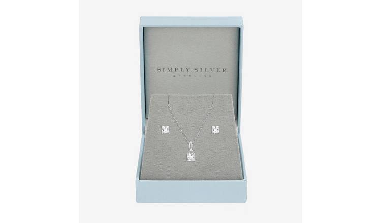 Simply Silver Cubic Zirconia Cushion Set 