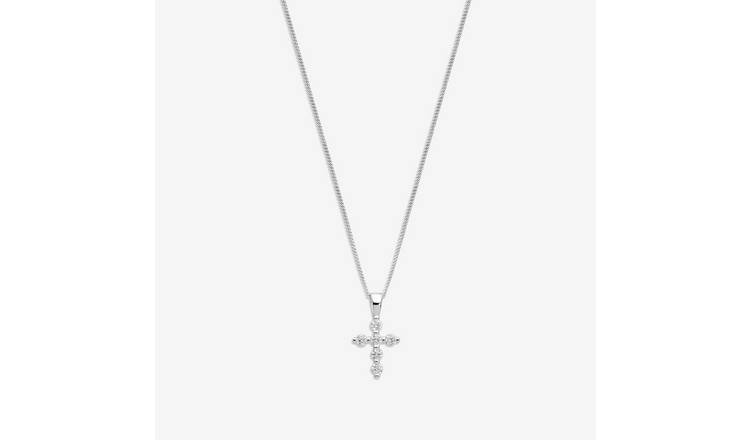 Simply Silver Cubic Zirconia Mini Cross Pendant