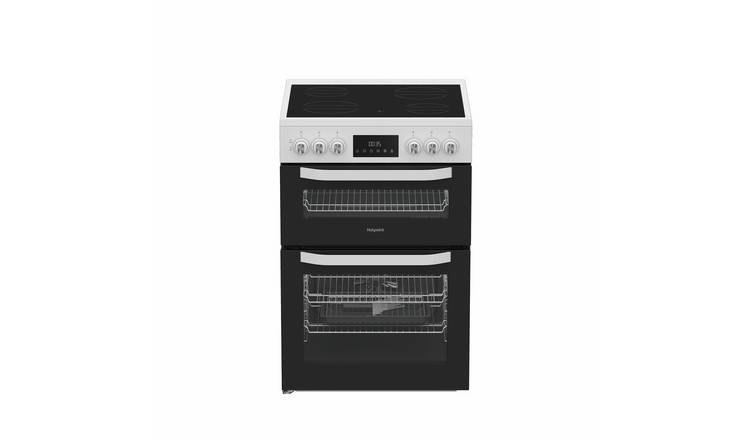 Hotpoint HTE6VDCW 60cm Twin Cavity Electric Cooker - White