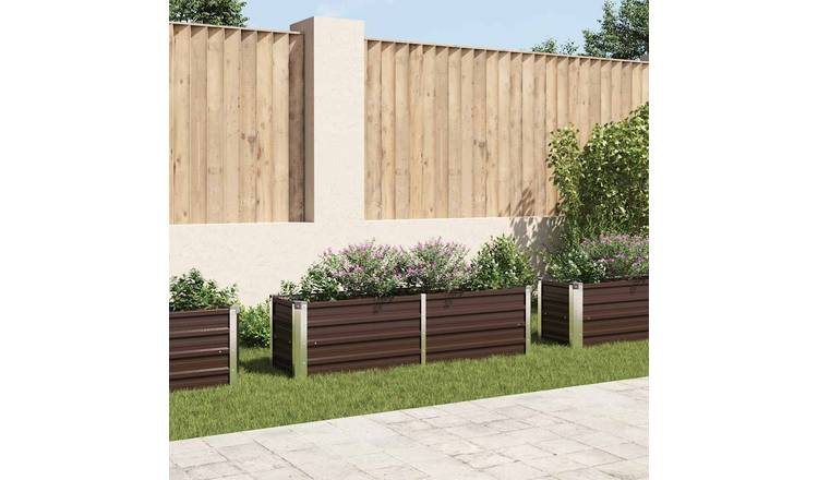 Walplus Galvanised Steel Raised Garden Bed - Brown - 160 x 40 x 45 cm
