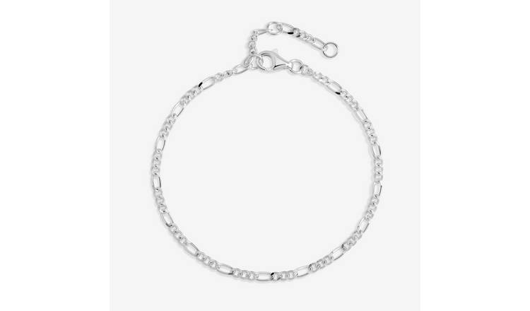 Simply Silver Sterling 925 Figaro Chain Bracelet