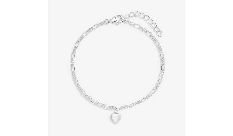 Simply Silver Fine Figaro Heart Bracelet