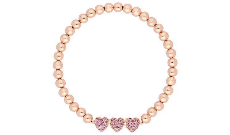 Lipsy Rose Gold Plated Micro Pave Pink Stretch Bracelet