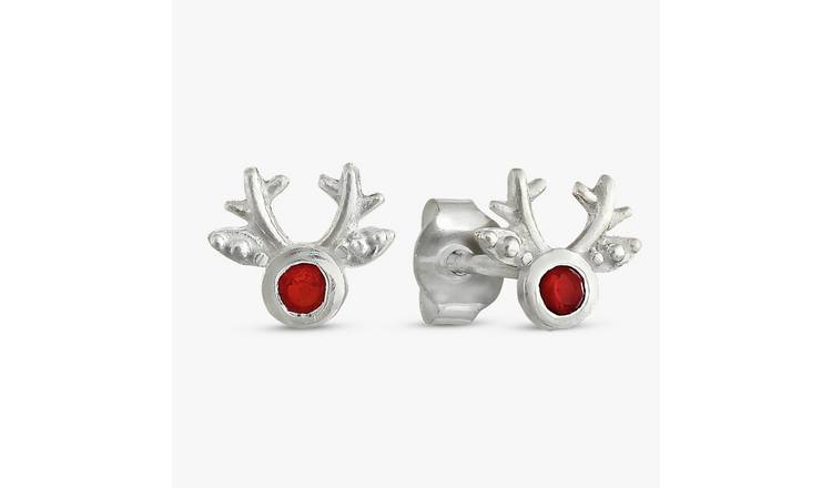 Revere Sterling Silver Reindeer Stud Earrings