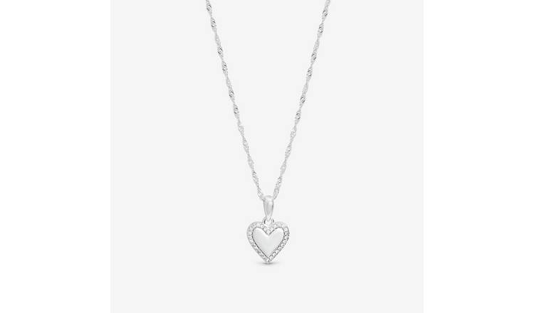 Simply Silver Pave Heart Pendant