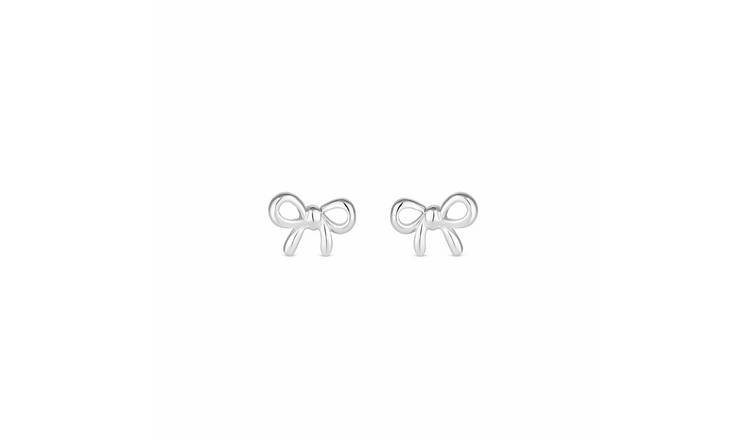 Simply Silver Polished Bow Stud Earrings
