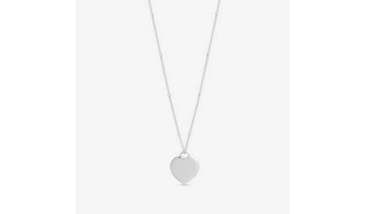 Simply Silver Polished Heart Pendant Necklace